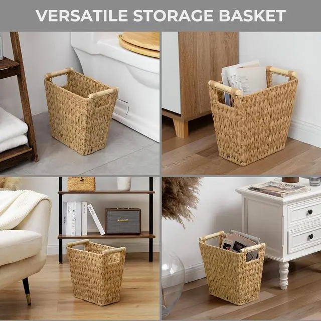Alt view image 7 of 7 - GRANNY SAYS Bathroom Wastebasket, Wicker Trash Can with Handles, Waterproof Bathroom Trash, Decorative Wastebasket for Bedroom, 2-Pack