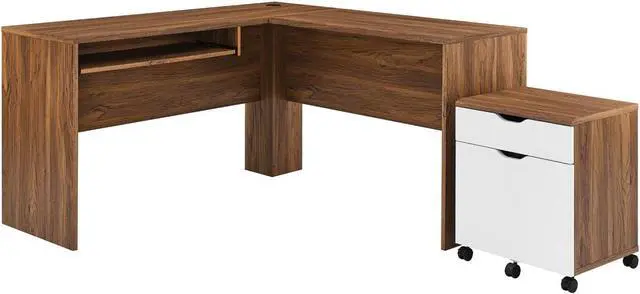 Main image of Modway Envision Mid-Century Modern, Desk and File Cabinet Set, Walnut White