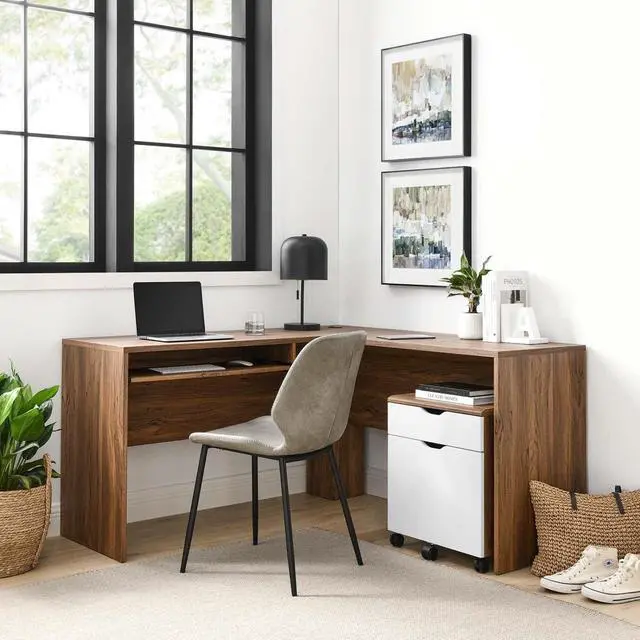 Alt view image 3 of 7 - Modway Envision Mid-Century Modern, Desk and File Cabinet Set, Walnut White