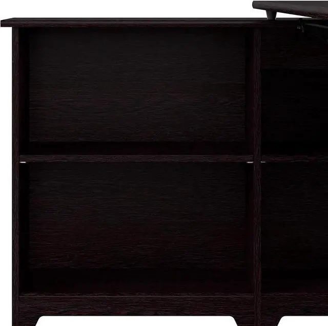 Alt view image 6 of 6 - Bush Furniture Cabot 52W 3 Position Sit to Stand Corner Desk with Shelves in Espresso Oak