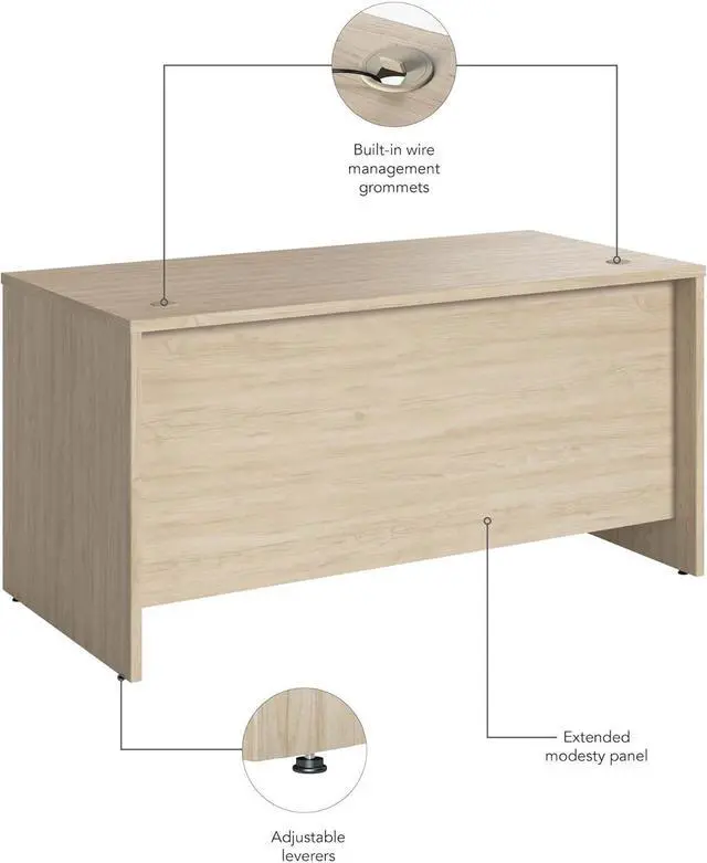 Alt view image 5 of 6 - Bush Business Furniture Studio C 60W x 30D Office Desk in Natural Elm, Computer Table for Home or Professional Workspace