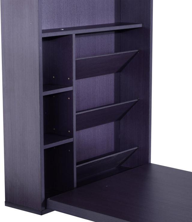 Alt view image 6 of 7 - HOMCOM Wall Mounted Fold Out Convertible Desk, Multi-Function Floating Desk with Storage Shelf for Home Office, Espresso Brown