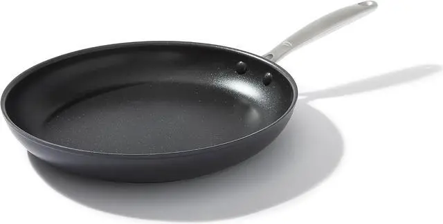 Main image of OXO Frying Pan Enhanced 12 Skillet, Ceramic Nonstick, Durable Hard Anodized Cookware, Scratch Resistant, Stainless Steel Handle, Good Grips, Dishwasher & Oven safe, Black