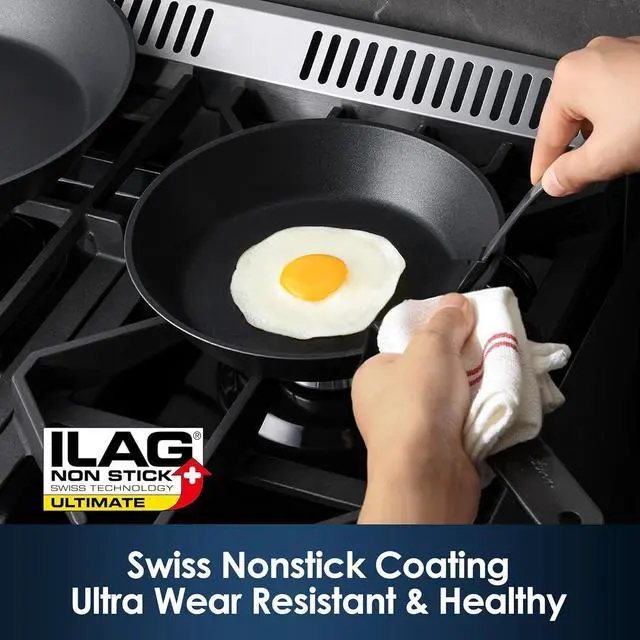 Alt view image 2 of 7 - SENSARTE Nonstick Frying Pan Set 2-Piece, Oven Safe Skillets with Swiss Coating, Induction Compatible Chef Pan Set, Dishwasher Safe Cooking Pans, Anodized Frying Pans, PFOA Free, 8 and 10 Inch