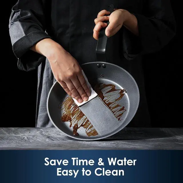 Alt view image 3 of 7 - SENSARTE Nonstick Frying Pan Set 2-Piece, Oven Safe Skillets with Swiss Coating, Induction Compatible Chef Pan Set, Dishwasher Safe Cooking Pans, Anodized Frying Pans, PFOA Free, 8 and 10 Inch