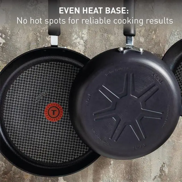 Alt view image 6 of 7 - T-fal Ultimate Hard Anodized Nonstick Fry Pan Set 2 Piece, 10, 12 Inch, Oven Broiler Safe 400F, Cookware, Pots and Pans Set Non Stick, Kitchen Frying Pans, Cooking Skillets, Dishwasher Safe, Grey