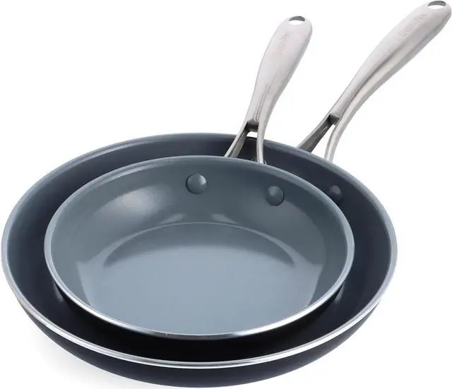 Main image of GreenPan Swift Healthy Ceramic Nonstick, 8" and 10" Frying Pan Skillet Set, Stainless Steel Handles, PFAS-Free, Dishwasher Safe, Oven Safe, Black