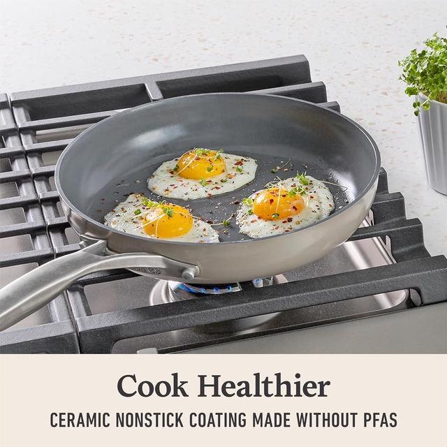 Alt view image 5 of 7 - Calphalon® Premier Ceramic Nonstick 5-Piece Cookware Set, Mushroom Grey