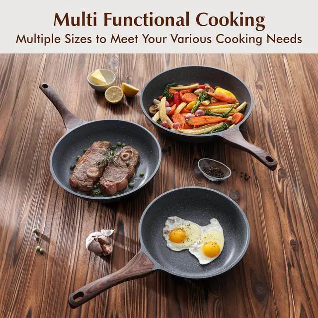 Alt view image 5 of 7 - SENSARTE Nonstick Frying Pan Skillets, Swiss Granite Coating Omelette Pans, Healthy Cookware Chef's Pan, Free of Intentionally Added PFOA (9.5+11+12.5 Inch)