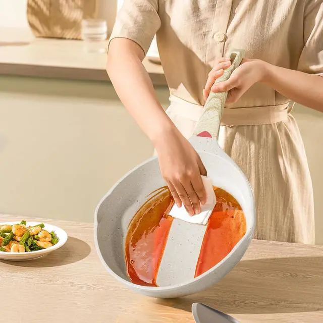 Alt view image 5 of 6 - Caannasweis Nonstick Granite Frying Pan Skillet, Non Stick Omelette Fry Pans, Omelet Egg Pan, Stone Cookware Chef's Pan, Induction Compatible, PFOA Free (Beige, 3 Pcs)