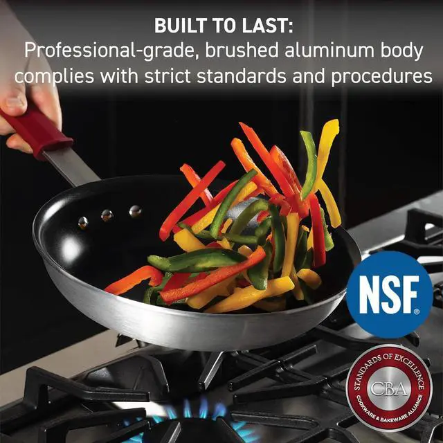 Alt view image 2 of 7 - T-fal Professional VX3 Brushed Nonstick with Stainless Steel Handle Fry Pan 10 Inch, Oven Broiler Safe 400F Cookware, Pots and Pans, Restaurant Grade, Certified by the NSF and CBA, Black