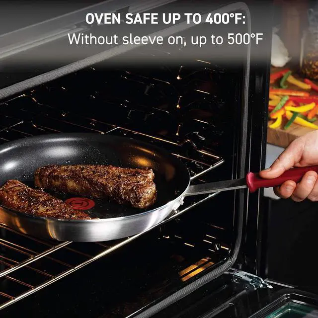 Alt view image 6 of 7 - T-fal Professional VX3 Brushed Nonstick with Stainless Steel Handle Fry Pan 10 Inch, Oven Broiler Safe 400F Cookware, Pots and Pans, Restaurant Grade, Certified by the NSF and CBA, Black