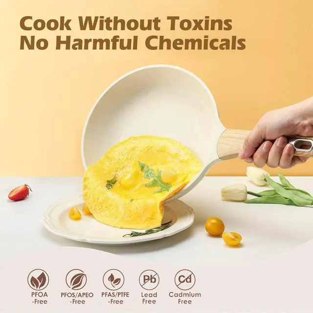 Alt view image 2 of 7 - SENSARTE Ceramic Cookware Sets, Pots and Pans Set Nonstick, 14-Piece Induction Cookware, Non-toxic Healthy Non Stick Kitchen Cooking Set, with Frying Pans Set, PFAS PTFE PFOA PFOS Free