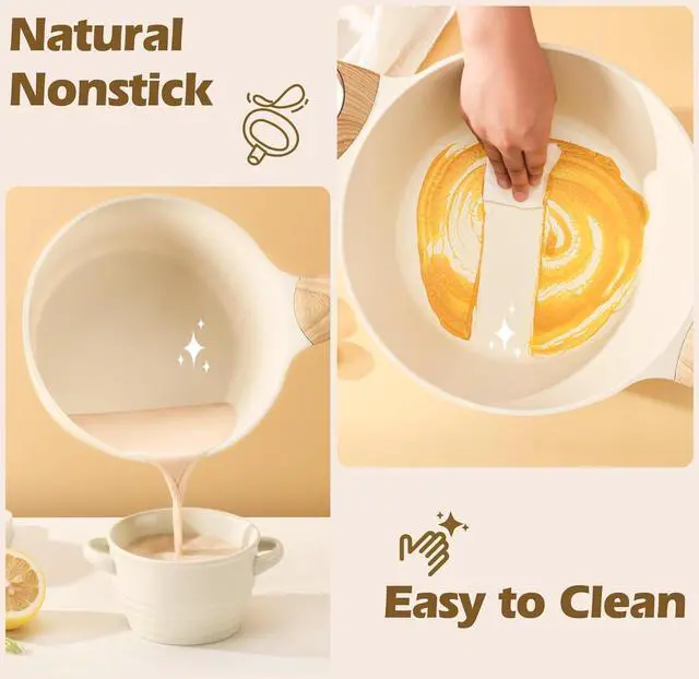 Alt view image 5 of 7 - SENSARTE Ceramic Cookware Sets, Pots and Pans Set Nonstick, 14-Piece Induction Cookware, Non-toxic Healthy Non Stick Kitchen Cooking Set, with Frying Pans Set, PFAS PTFE PFOA PFOS Free