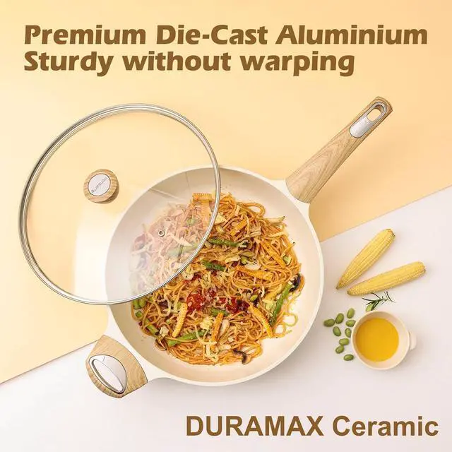 Alt view image 6 of 7 - SENSARTE Ceramic Cookware Sets, Pots and Pans Set Nonstick, 14-Piece Induction Cookware, Non-toxic Healthy Non Stick Kitchen Cooking Set, with Frying Pans Set, PFAS PTFE PFOA PFOS Free