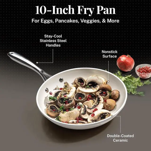 Alt view image 2 of 6 - GOTHAM STEEL 10 Inch Non Stick Frying Pans Nonstick Skillet, Ceramic Pan for Cooking Non Toxic, Nonstick Frying Pan Skillets with Stay Cool Handle, Fry Pans, Oven and Dishwasher Safe