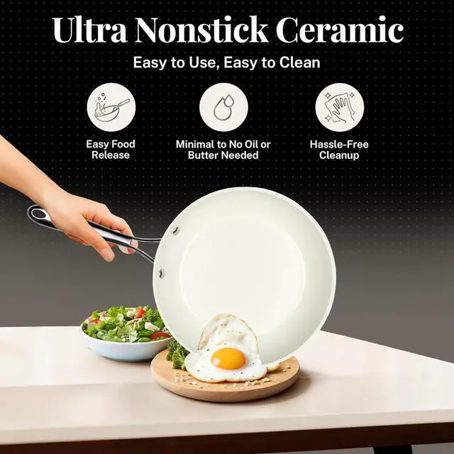 Alt view image 4 of 6 - GOTHAM STEEL 10 Inch Non Stick Frying Pans Nonstick Skillet, Ceramic Pan for Cooking Non Toxic, Nonstick Frying Pan Skillets with Stay Cool Handle, Fry Pans, Oven and Dishwasher Safe