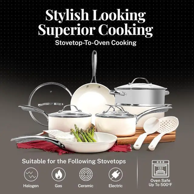 Alt view image 6 of 6 - GOTHAM STEEL 10 Inch Non Stick Frying Pans Nonstick Skillet, Ceramic Pan for Cooking Non Toxic, Nonstick Frying Pan Skillets with Stay Cool Handle, Fry Pans, Oven and Dishwasher Safe