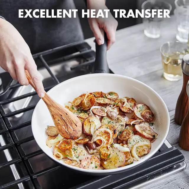Alt view image 5 of 7 - GreenPan Rio 8" and 10" Frying Pan Skillet Set, PFOA and PFAS-Free, Healthy Ceramic Nonstick Cookware, Stay-Cool Bakelite Handles, Dishwasher Safe, Easy Clean, Durable Performance, Black