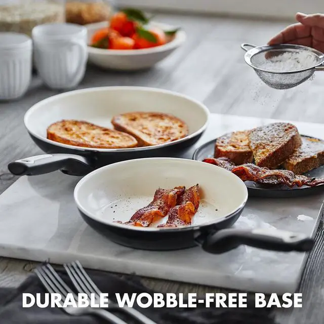 Alt view image 6 of 7 - GreenPan Rio 8" and 10" Frying Pan Skillet Set, PFOA and PFAS-Free, Healthy Ceramic Nonstick Cookware, Stay-Cool Bakelite Handles, Dishwasher Safe, Easy Clean, Durable Performance, Black