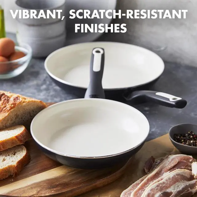 Alt view image 7 of 7 - GreenPan Rio 8" and 10" Frying Pan Skillet Set, PFOA and PFAS-Free, Healthy Ceramic Nonstick Cookware, Stay-Cool Bakelite Handles, Dishwasher Safe, Easy Clean, Durable Performance, Black