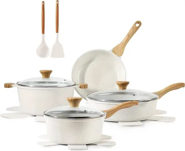 Main image of SENSARTE Nonstick Ceramic Cookware Set 13-Piece, Healthy Pots and Pans Set, Non-toxic Kitchen Cooking Set with Stay-Cool Handles, Silicone Tools and Pot Protectors, PFAS and PFOA Free