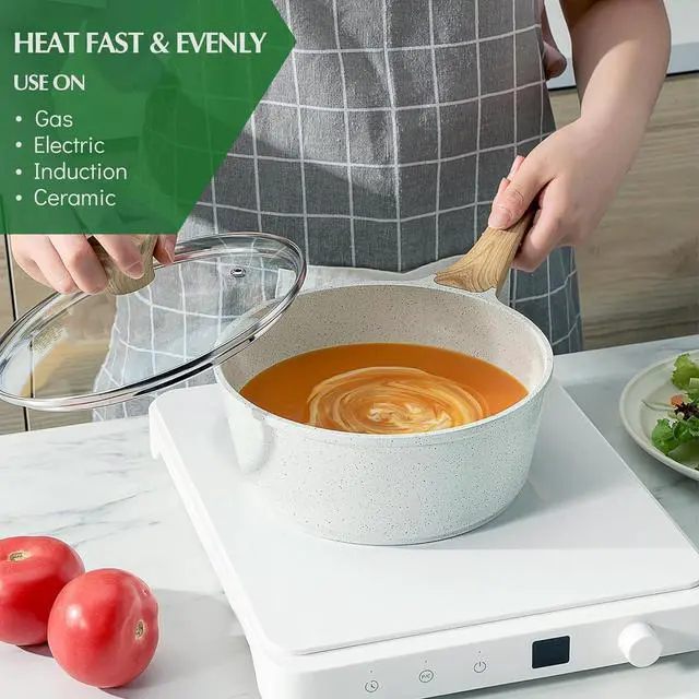Alt view image 4 of 7 - SENSARTE Nonstick Ceramic Cookware Set 13-Piece, Healthy Pots and Pans Set, Non-toxic Kitchen Cooking Set with Stay-Cool Handles, Silicone Tools and Pot Protectors, PFAS and PFOA Free