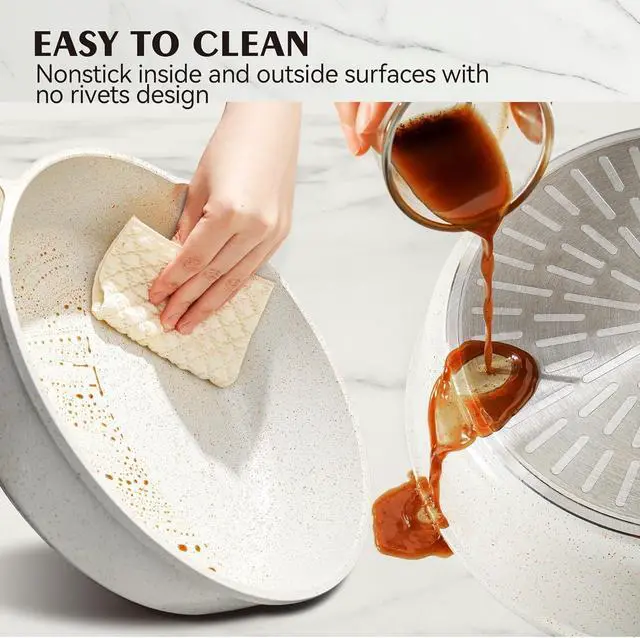 Alt view image 5 of 7 - SENSARTE Nonstick Ceramic Cookware Set 13-Piece, Healthy Pots and Pans Set, Non-toxic Kitchen Cooking Set with Stay-Cool Handles, Silicone Tools and Pot Protectors, PFAS and PFOA Free