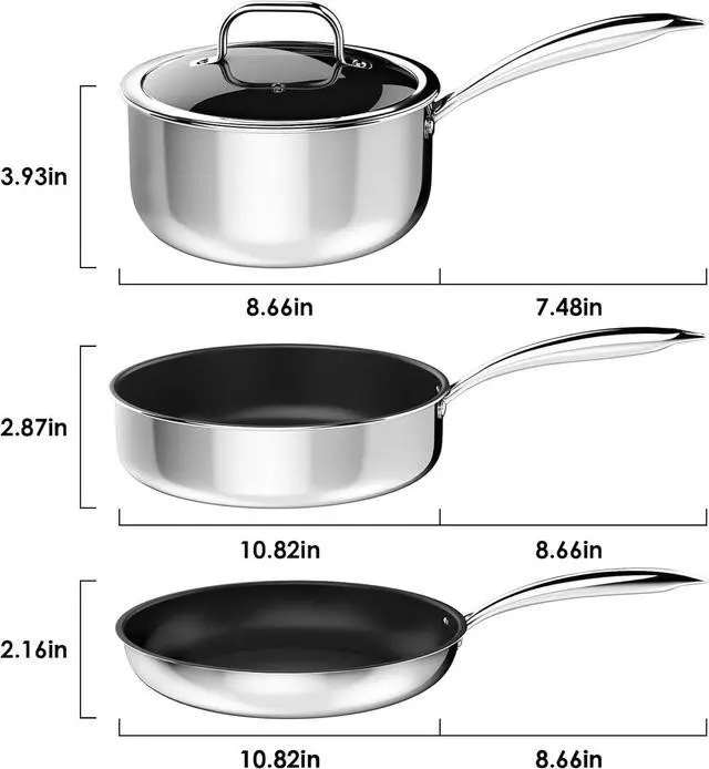 Alt view image 2 of 7 - Stainless Steel Pots and Pans Set, Induction Cookware 4-Piece with Lid, Cookware Sets for Oven & Dishwasher Safe By MOMOSTAR
