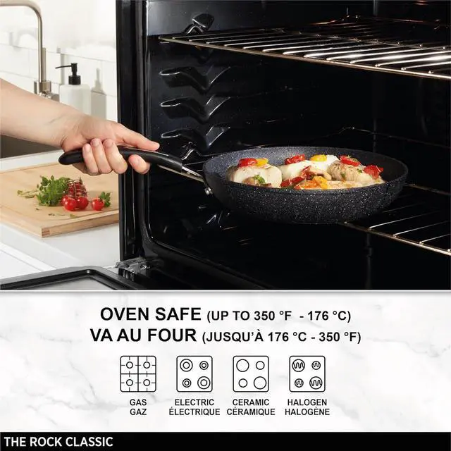 Alt view image 7 of 7 - Starfrit The Rock 8-Piece Cookware Set with Bakelite Handles, Black