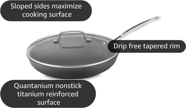 Alt view image 4 of 4 - Cuisinart 12-Inch Skillet, Nonstick-Hard-Anodized with Glass Cover, 622-30GP1