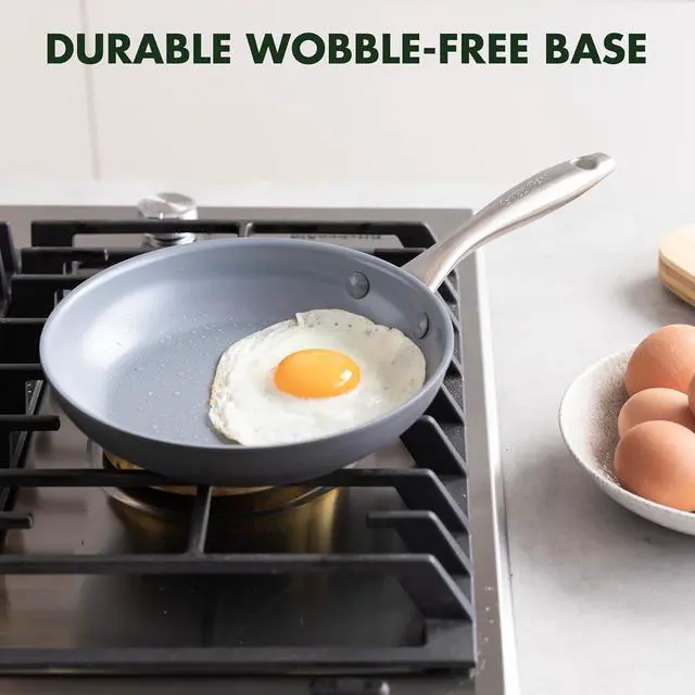 Alt view image 6 of 7 - GreenPan Lima Ceramic Hard Anodized 8" Frying Pan Skillet Nonstick, PFAS/PFOA-Free Nontoxic Pots and Pans, Oven & Broiler Safe, Stainless Steel Handle, Cookware for Eggs & Omelet, Gray