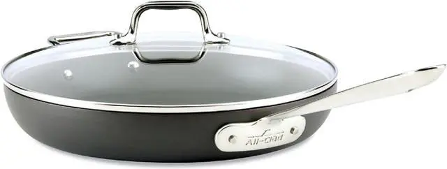 Main image of All-Clad HA1 Hard Anodized Nonstick Fry Pan 12 Inch Induction Oven Broiler Safe 500F, Lid Safe 350F Pots and Pans, Cookware Black