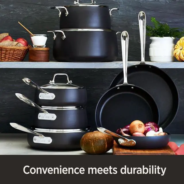 Alt view image 3 of 7 - All-Clad HA1 Hard Anodized Nonstick Fry Pan 12 Inch Induction Oven Broiler Safe 500F, Lid Safe 350F Pots and Pans, Cookware Black