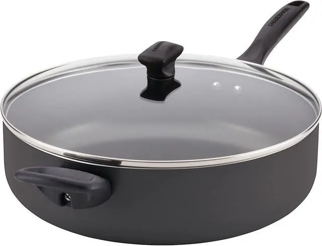 Main image of Farberware Dishwasher Safe Nonstick Jumbo Cooker/Saute Pan with Helper Handle - 6 Quart, Black