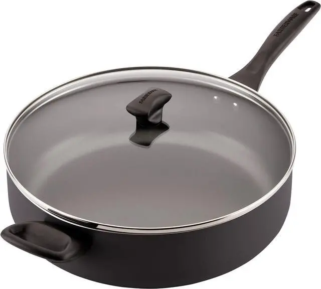 Alt view image 6 of 7 - Farberware Dishwasher Safe Nonstick Jumbo Cooker/Saute Pan with Helper Handle - 6 Quart, Black