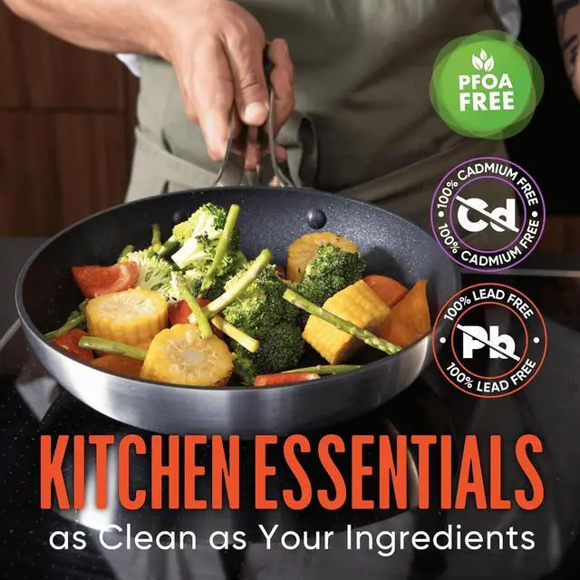 Alt view image 2 of 7 - Non Stick Frying Pan | 10 inch Professional Cookware Aluminum Nonstick Coating Skillet | PFOA and PTFE free, Scratch Resistant, Induction & Oven Safe Cooking | All stovetops