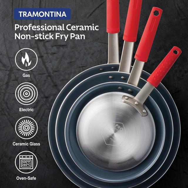 Alt view image 6 of 7 - Tramontina Professional 12-Inch Ceramic Non Stick Large Frying Pan, Heavy-Gauge Aluminum Skillet with PFAS/PFOA-Free Nonstick Coating, Dishwasher and Oven Safe, Gray