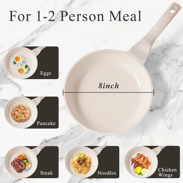 Alt view image 6 of 6 - Induction Ceramic Nonstick Frying Pan,Light Weight Skillet,Healthy Non Toxic Omelet Pan,All Stoves Compatible Egg Pan (white, 8inch)