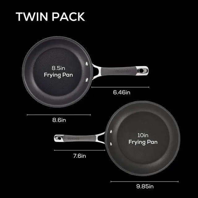 Alt view image 2 of 7 - Circulon 83905 Radiance [hard anodized] Nonstick Frying pan set / Skillet Set - 8.5 Inch and 10 Inch, Gray