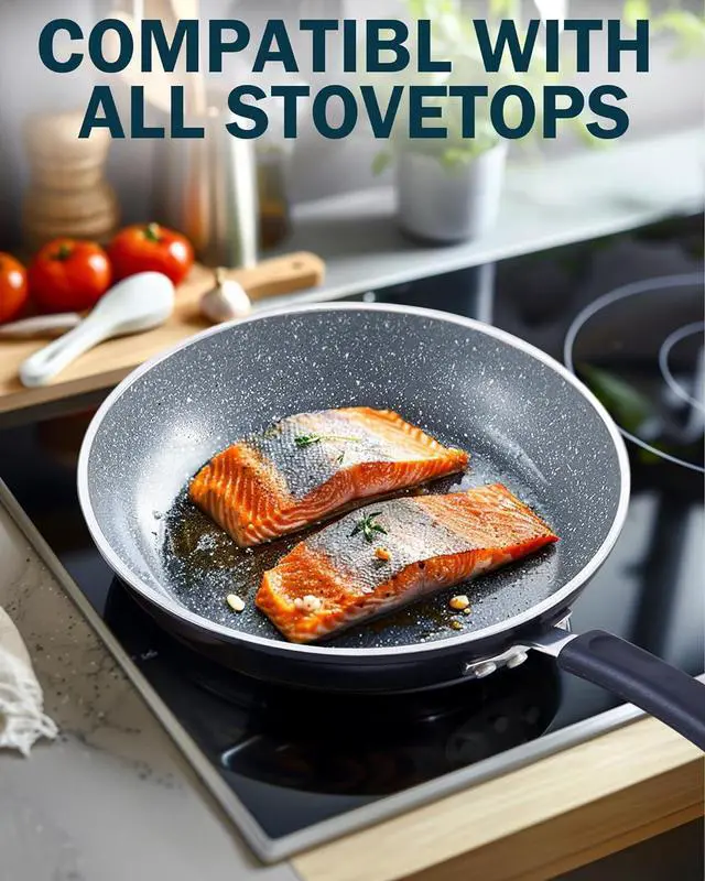 Alt view image 3 of 7 - Cook N Home 8"/10"/12" 3 Pieces Frying Saute Pan Set with Non-stick Coating and Induction Compatible bottom, Black