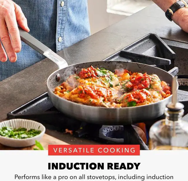 Alt view image 5 of 7 - GreenPan x Bobby Flay Stainless Steel 8 & 10 Frying Pan Skillet Set, Professional Grade Tri Ply, PFAS-Free Ceramic Nonstick, Induction Suitable, Dishwasher & Oven Safe, Stay Cool Handle