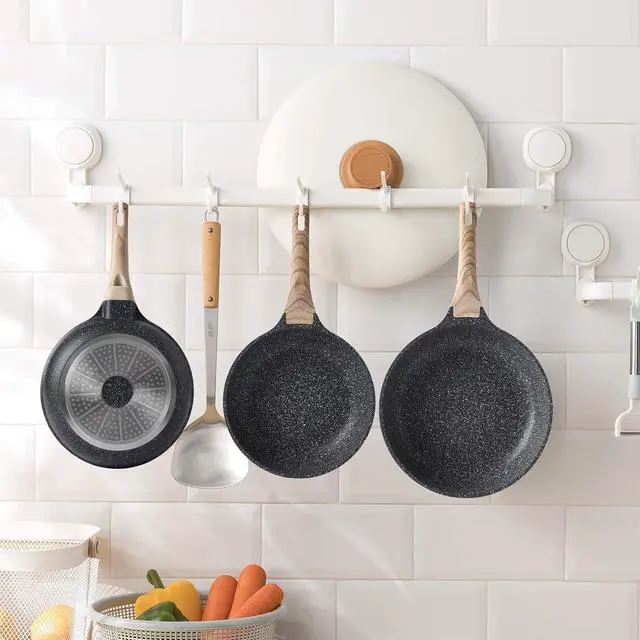 Alt view image 5 of 5 - Nonstick Frying Pan Skillets 3-Piece Set 8/9.5/11 inch, Granite Coating Omelette Pan, 100% PFOA free Cookware Pan, Non Stick Stone Frying Pan Skillets Set
