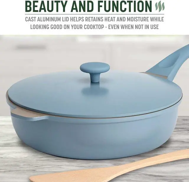 Alt view image 7 of 7 - Goodful All-in-One Pan, Multilayer Nonstick, High-Performance Cast Construction, Multipurpose Design Replaces Multiple Pots and Pans, Dishwasher Safe Cookware, 11-Inch, 4.4-Quart Capacity, Blue Mist