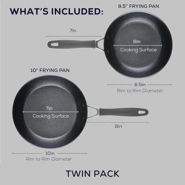 Alt view image 2 of 7 - Circulon A1 Series with ScratchDefense Technology Nonstick Induction Frying Pans/Skillet Set, 8.5 Inch and 10 Inch - Graphite, Skillet Set (8.5" & 10")