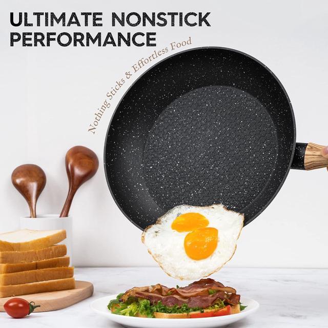 Alt view image 2 of 7 - MICHELANGELO Nonstick Frying Pan with Lid, 8 Inch Frying Pans Nonstick with Healthy Coating, Small Frying Pan with Stay-Cool Handle, Induction Compatible