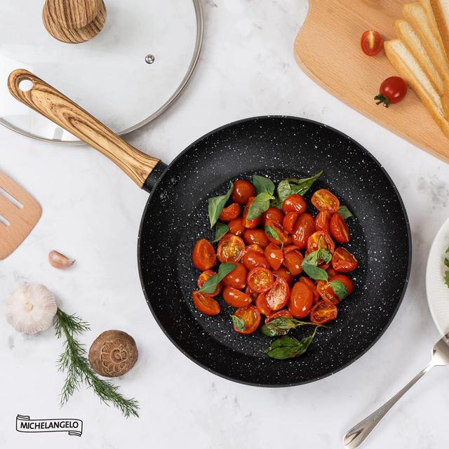 Alt view image 6 of 7 - MICHELANGELO Nonstick Frying Pan with Lid, 8 Inch Frying Pans Nonstick with Healthy Coating, Small Frying Pan with Stay-Cool Handle, Induction Compatible