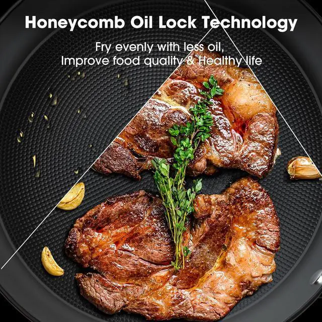 Alt view image 2 of 7 - imarku Non Stick Frying Pans - 8 inch & 10 inch Frying Pan Nonstick Set, Honeycomb Lock Oil Cast Iron Skillets, Dishwasher Safe, Induction Compatible, Stay-cool Detachable Handle Pans for Cooking