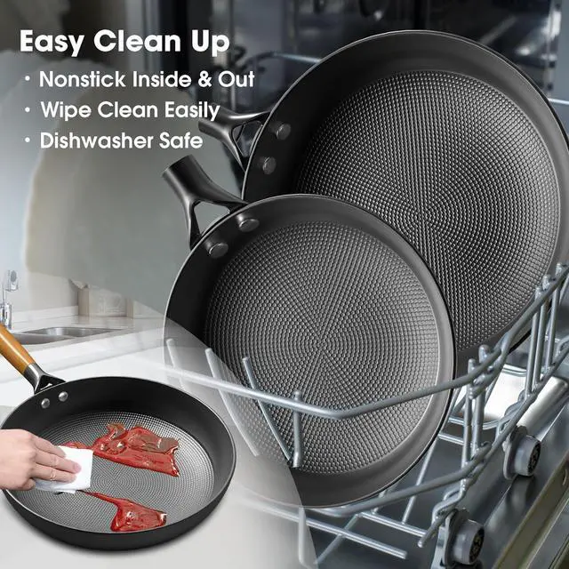 Alt view image 6 of 7 - imarku Non Stick Frying Pans - 8 inch & 10 inch Frying Pan Nonstick Set, Honeycomb Lock Oil Cast Iron Skillets, Dishwasher Safe, Induction Compatible, Stay-cool Detachable Handle Pans for Cooking