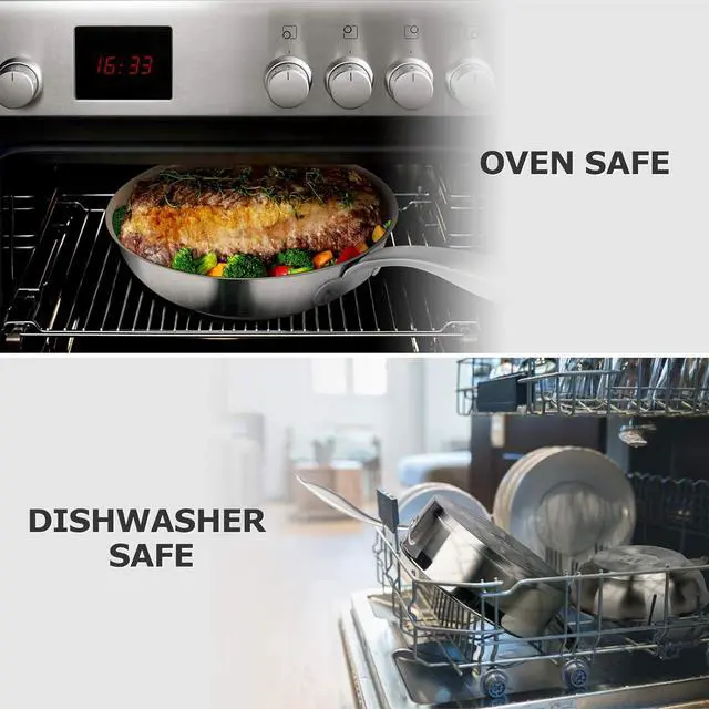Alt view image 5 of 7 - Duxtop Ceramic Non-stick Frying Pan, Stainless Steel Induction Frying Pan, 9.5-Inch Stir Fry Pan with Heavy-gauge Impact-bonded Bottom, FUSION Ti